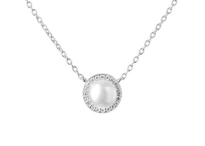 sidabrinis pakabukas su perlu ir cirkoniais spindinciais dovana merginai dukrai sesei panelei