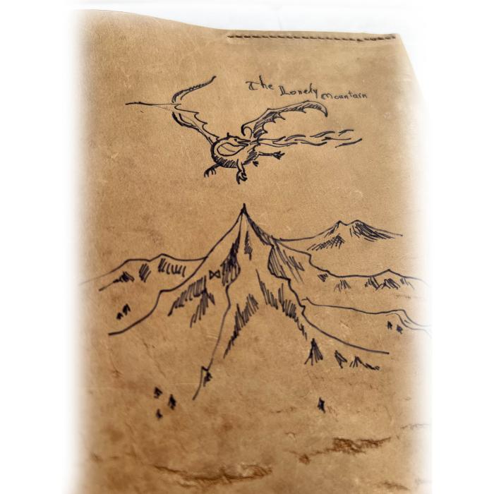 Odinis Hobito knygos ar Žiedų Valdovo knygos aplankas iš odos