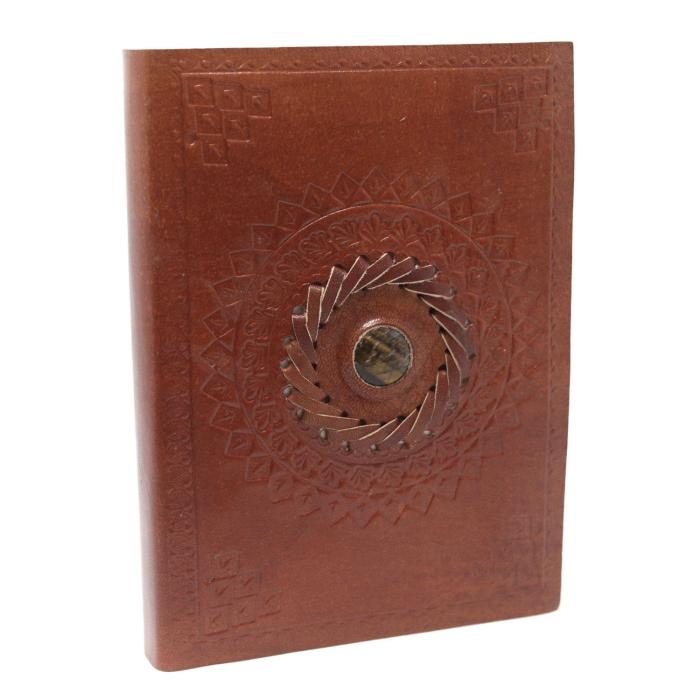 Odinė užrašinė su tigro akies akmeniu 17×12 cm – linijomis