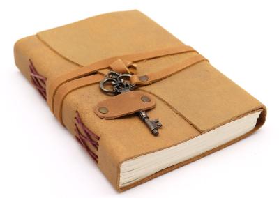 Odinė užrašinė – Oiled Tan Leather & Key - 13x18cm