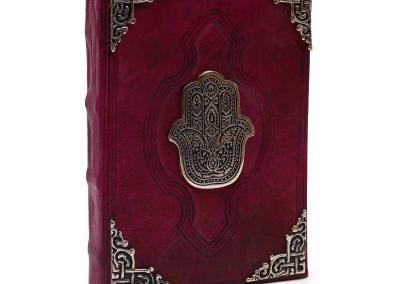 Odinė užrašinė – Hefty Red Tan Book - Zinc Hamsa Decor - 26x18cm