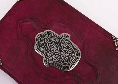 Odinė užrašinė – Hefty Red Tan Book - Zinc Hamsa Decor - 26x18cm