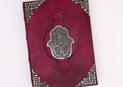 Odinė užrašinė – Hefty Red Tan Book - Zinc Hamsa Decor - 26x18cm