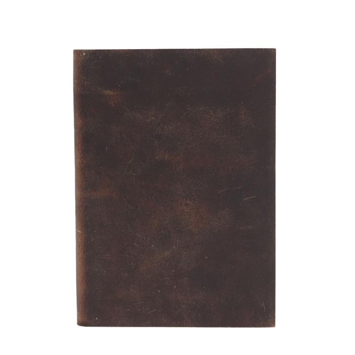 Juoda–ruda natūralios odos užrašinė 18×13 cm, linijomis