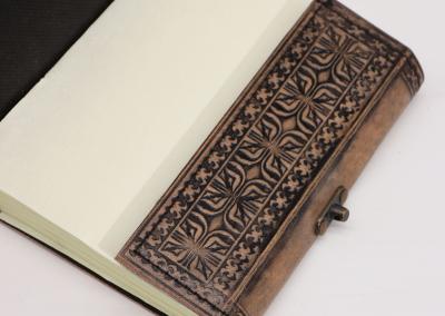 Odinė užrašinė – Hamsa - Esoteric Notebook - Antique Grey - 17.5x12.5x3cm