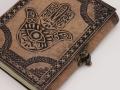 Odinė užrašinė – Hamsa - Esoteric Notebook - Antique Grey - 17.5x12.5x3cm
