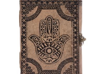 Odinė užrašinė – Hamsa - Esoteric Notebook - Antique Grey - 17.5x12.5x3cm