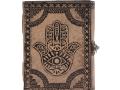 Odinė užrašinė – Hamsa - Esoteric Notebook - Antique Grey - 17.5x12.5x3cm