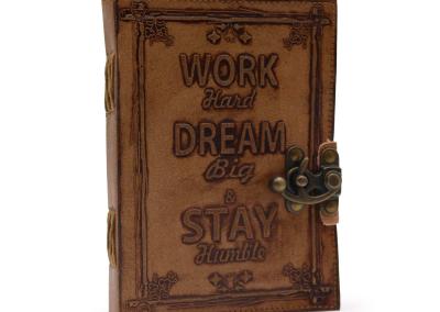 Odinė užrašinė – Journal - Work & Dream Big 17.5x12.5x3cm - Light Tan