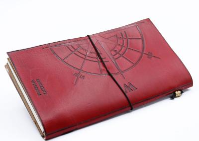 Odinė užrašinė – Handmade Leather  Journal- The Adventure Begins - Red - (80 pages)