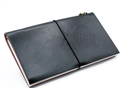 Odinė užrašinė – Handmade Leather Journal - Flower of Life - Green (80 pages)