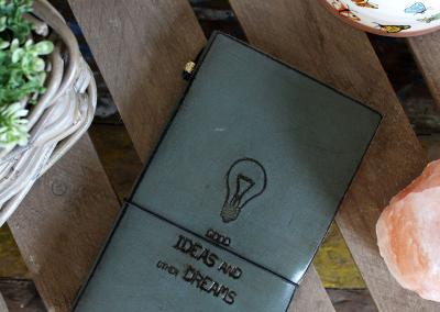Odinė užrašinė – Handmade Leather Journal - Flower of Life - Green (80 pages)