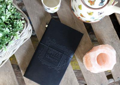 Odinė užrašinė – Handmade Leather Journal - My Book of Spells and other Thoughts - Black