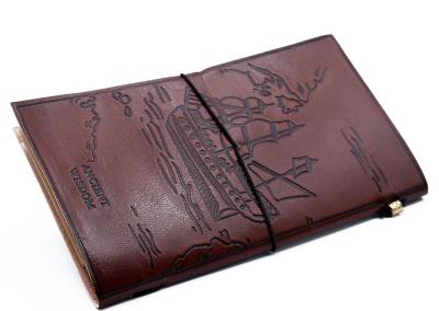 Odinė užrašinė – Handmade Leather Journal - Our Family Adventure Book - Brown  (80 pages)