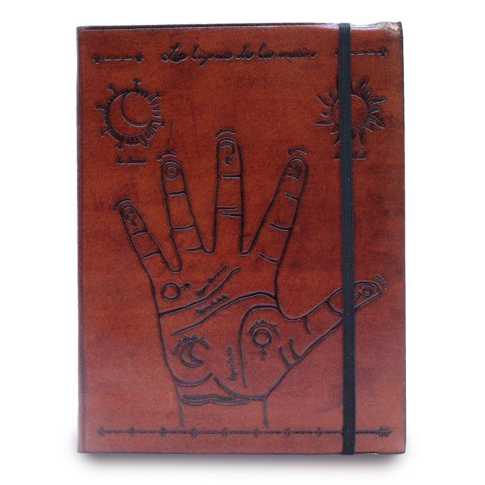 Odinė užrašinė – Delnas A5 mažinta (15.5 x 20.5 cm), baltais lapais, apie 160g/m2